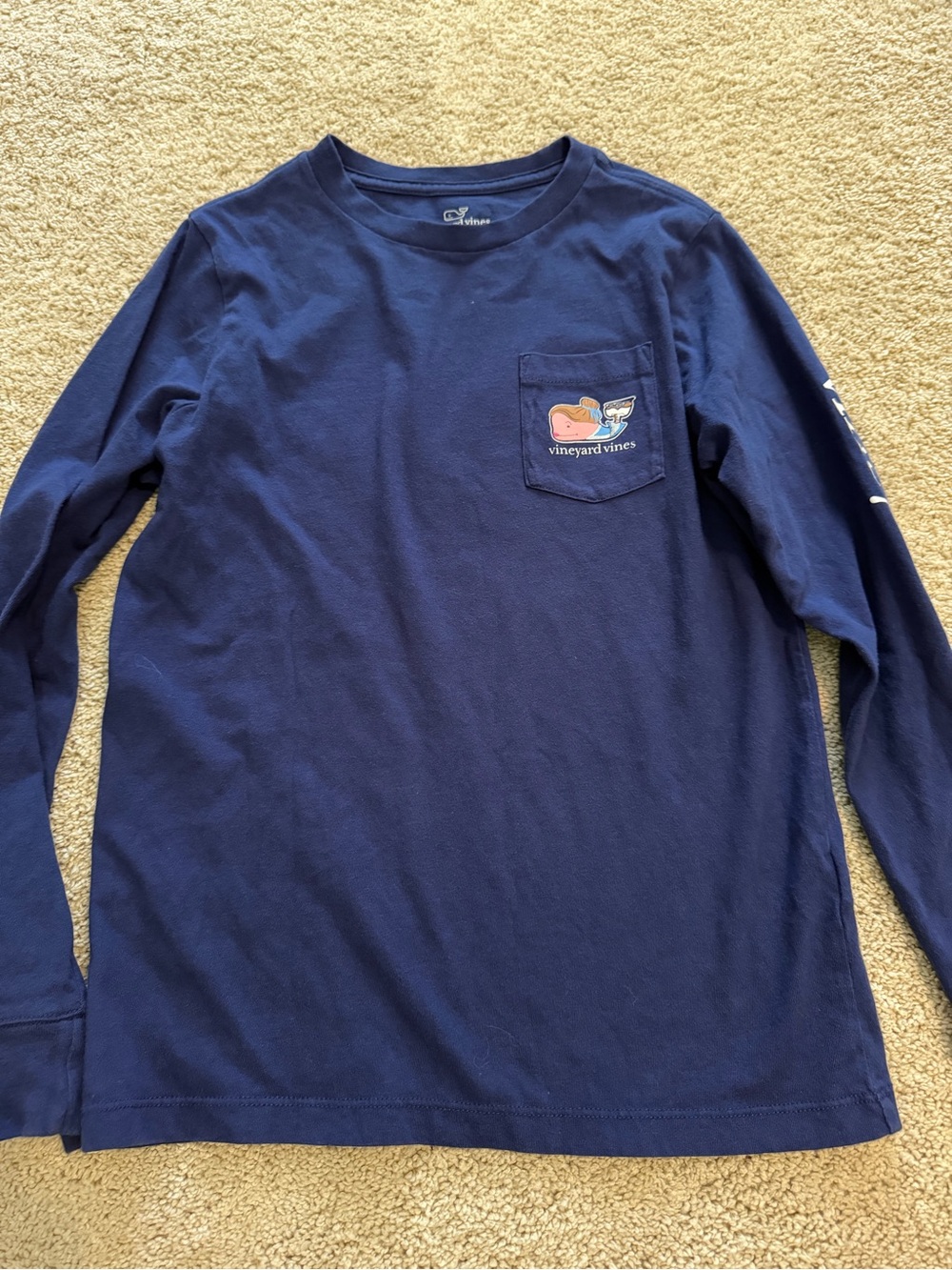 Vineyard Vines Kids Navy Long-Sleeve Pocket Tee